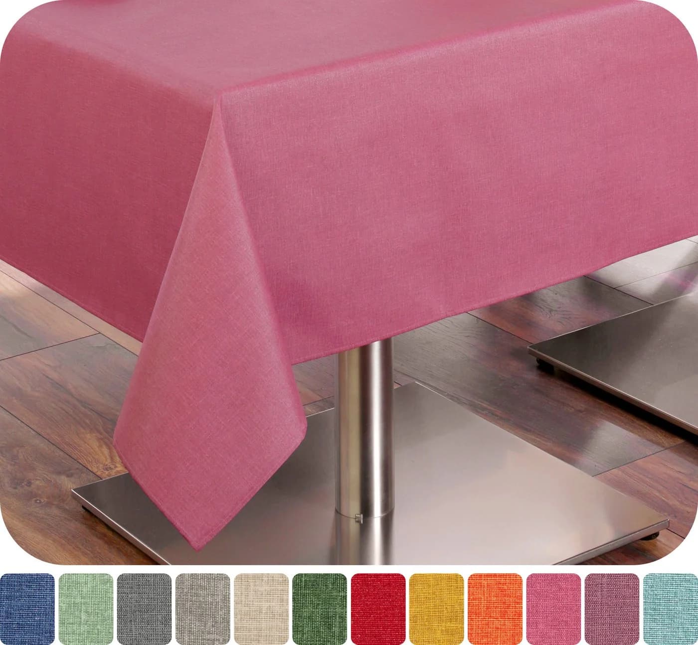 Beautex Tischdecke Tischläufer Leinen Struktur Baumwolle Abwischbar Rosa - Bild 2