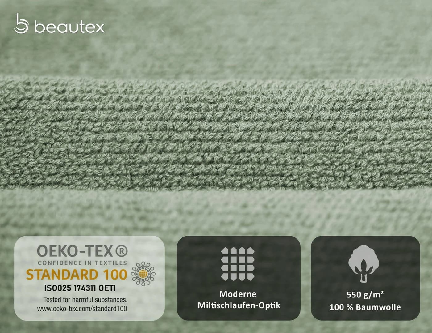 Beautex Handtuch Set Premium Frottier Reisoptik Grün - Bild 4