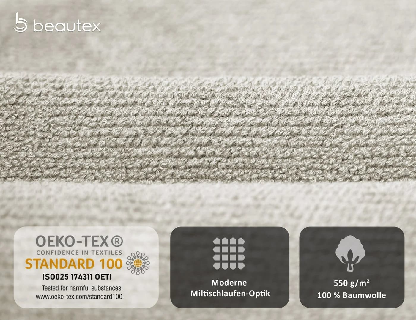 Beautex Handtuch Set Premium Frottier 100% Baumwolle Reisoptik - Bild 4