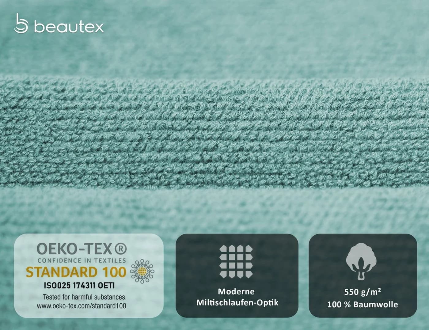Beautex Handtuch Set Multischlaufen-Optik 100% Baumwolle 550g/m² - Bild 4