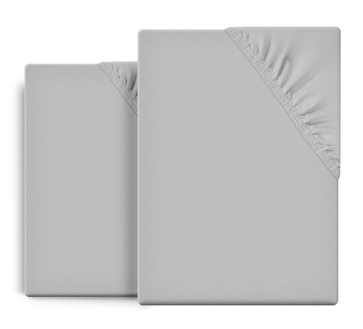Beautex Spannbettlaken 2er Set Grau/Silber Jersey Baumwolle - Bild 2