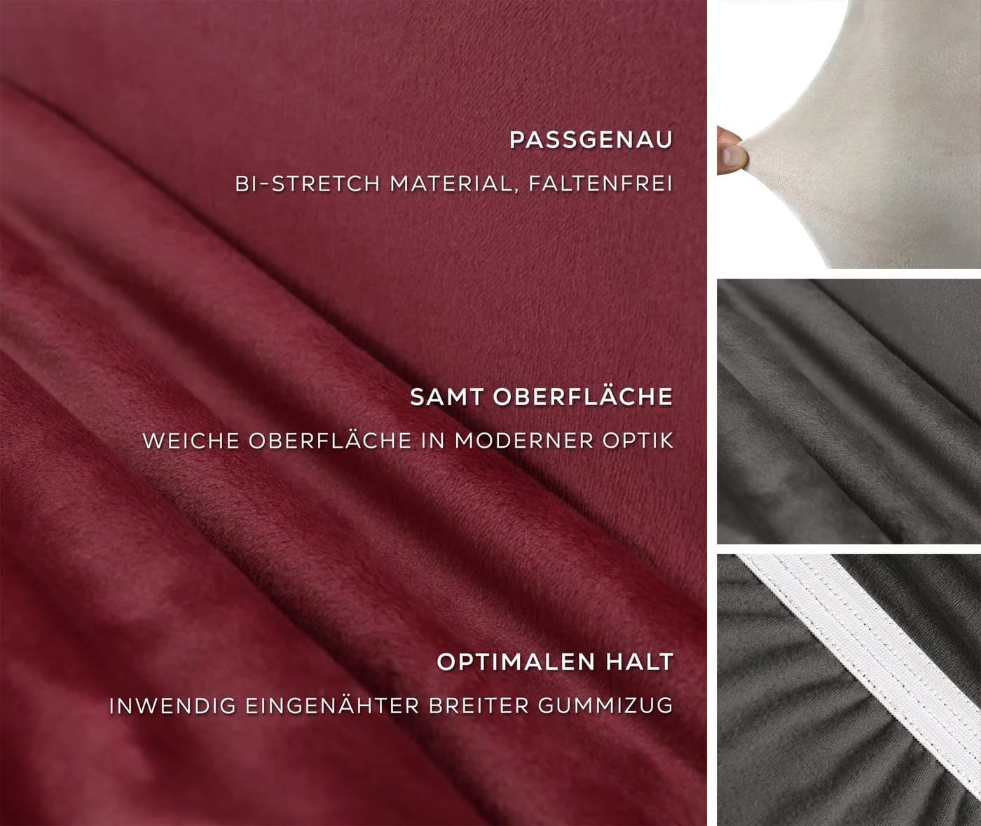 Beautex Stuhlhusse Eva Rot Samt Stretch Husse - Bild 3
