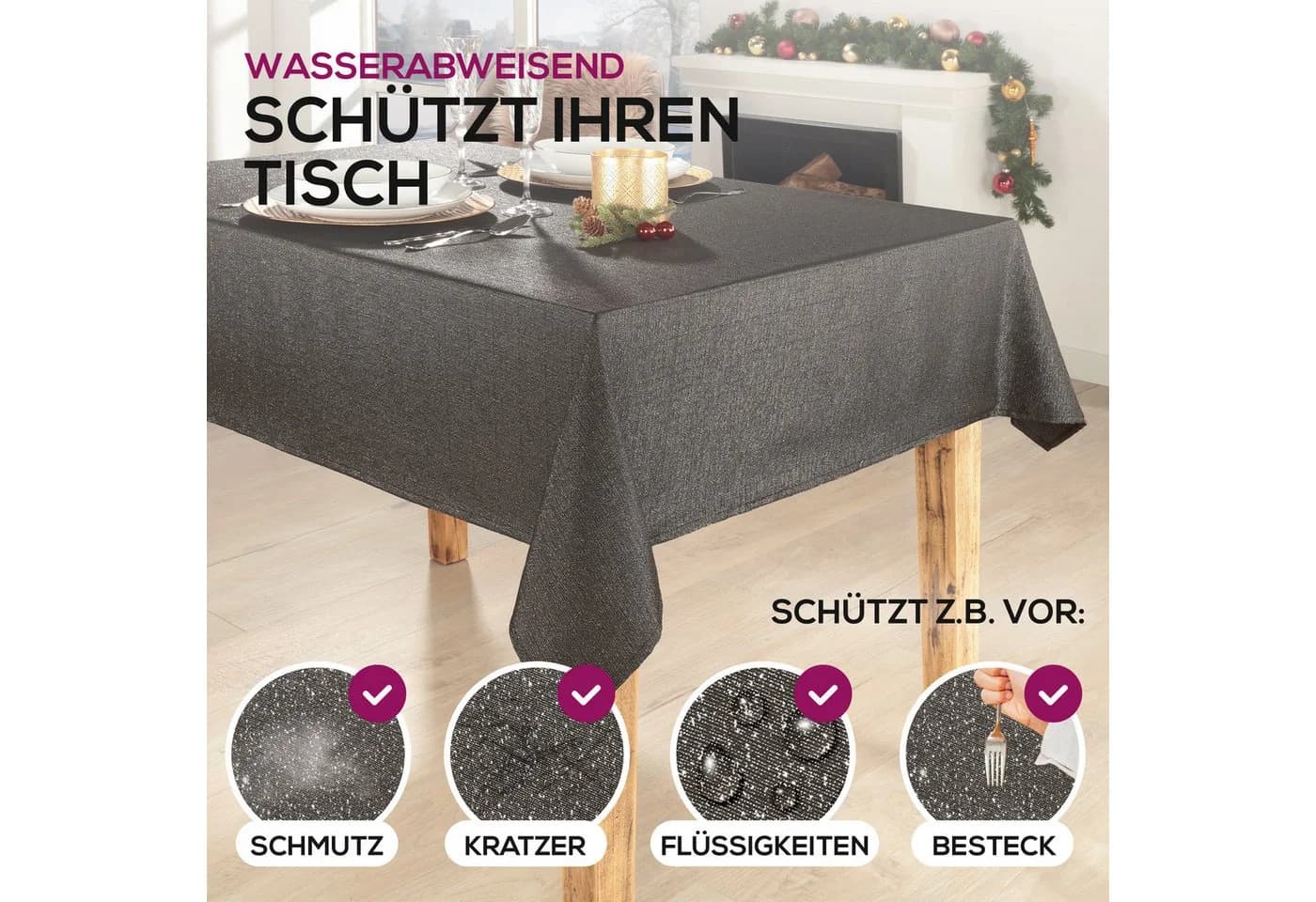 Beautex Tischdecke Lurex Weihnachten Silber Gold Glänzend Weihnachtstisch - Bild 3