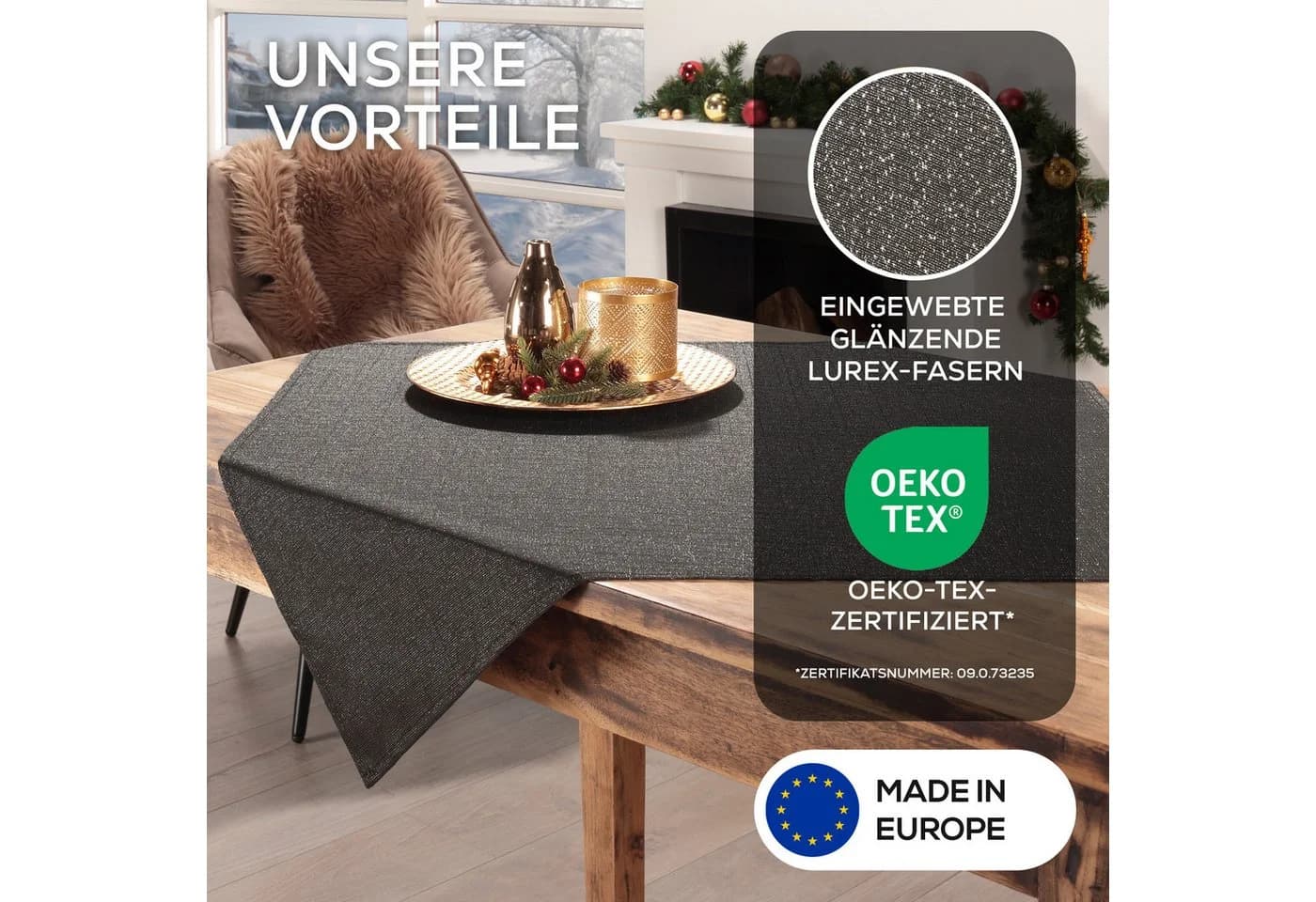 Beautex Tischdecke Lurex Weihnachten Silber Gold Glänzend Weihnachtstisch - Bild 4