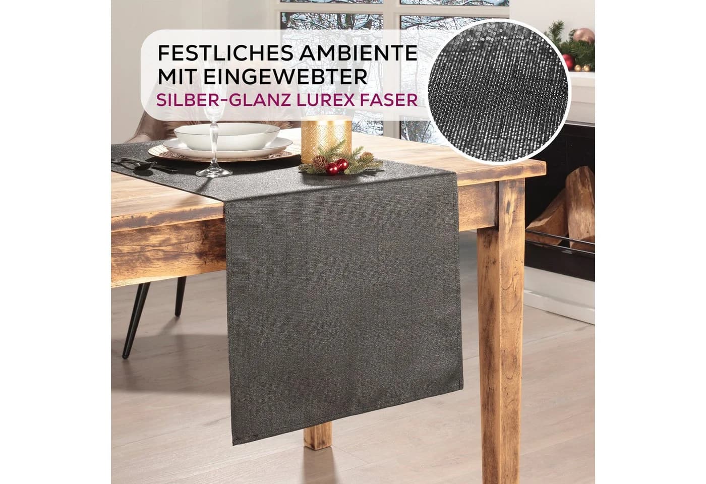 Beautex Tischdecke Lurex Weihnachten Silber Gold Glänzend Weihnachtstisch - Bild 5
