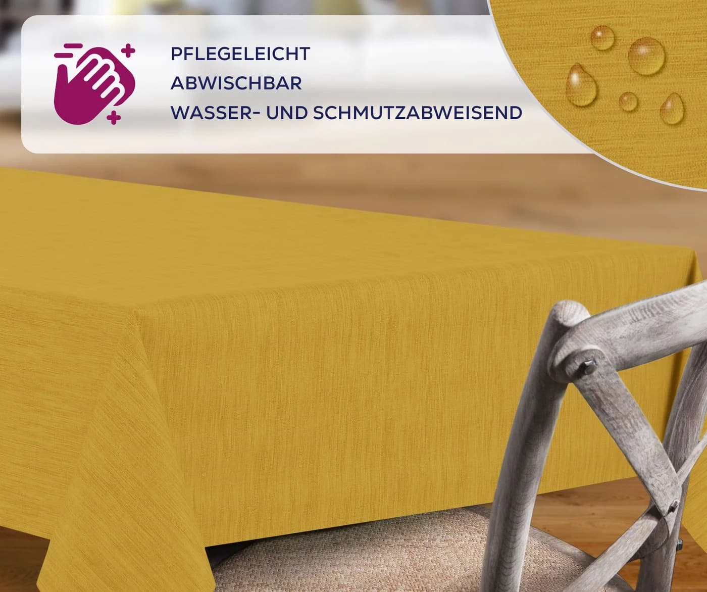 Beautex Wachstuch-Tischdecke Gelb PVC Polypropylen - Bild 3