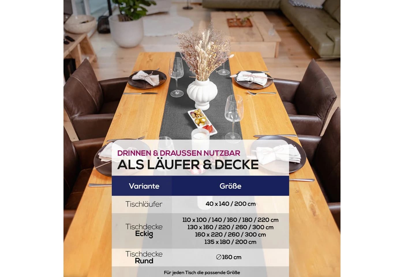 Beautex Tischdecke Lina Edel Leinenoptik Grau - Bild 5