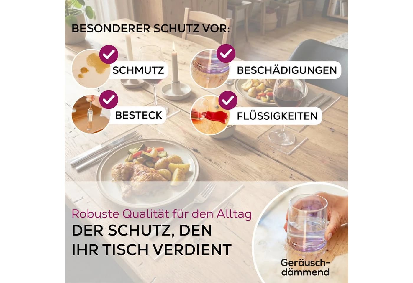 Beautex Tischsets Transparent 4er Set Mattiert PVC