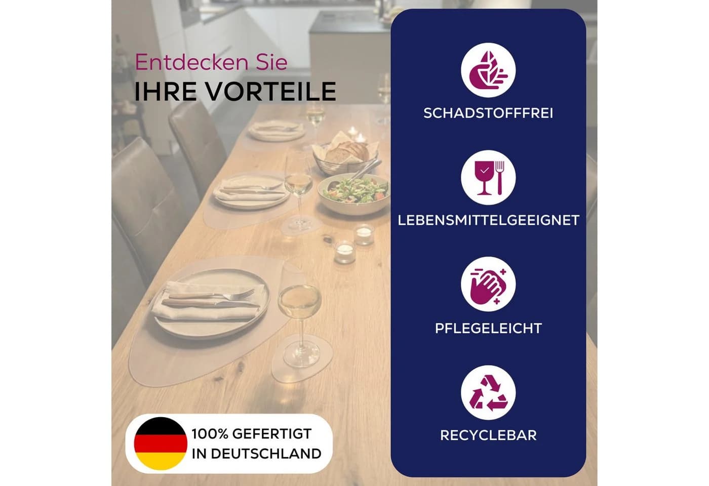 Beautex Tischsets Transparent 4er Set Mattiert PVC - Bild 3