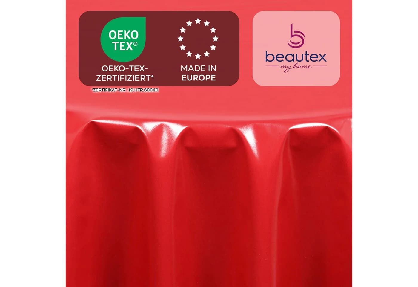 Beautex Tischdecke Uni Wachstuchtischdecke Oval Rund Eckig Rot - Bild 4