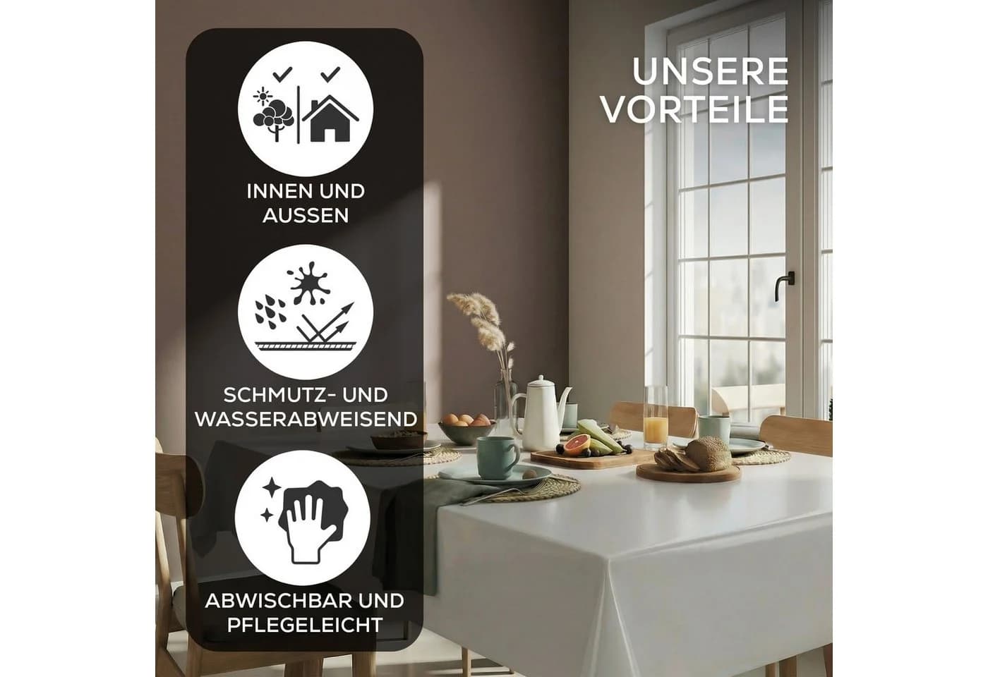 Beautex Tischdecke Uni Wachstuchtischdecke OVAL RUND ECKIG, Wachstuch abwischbar