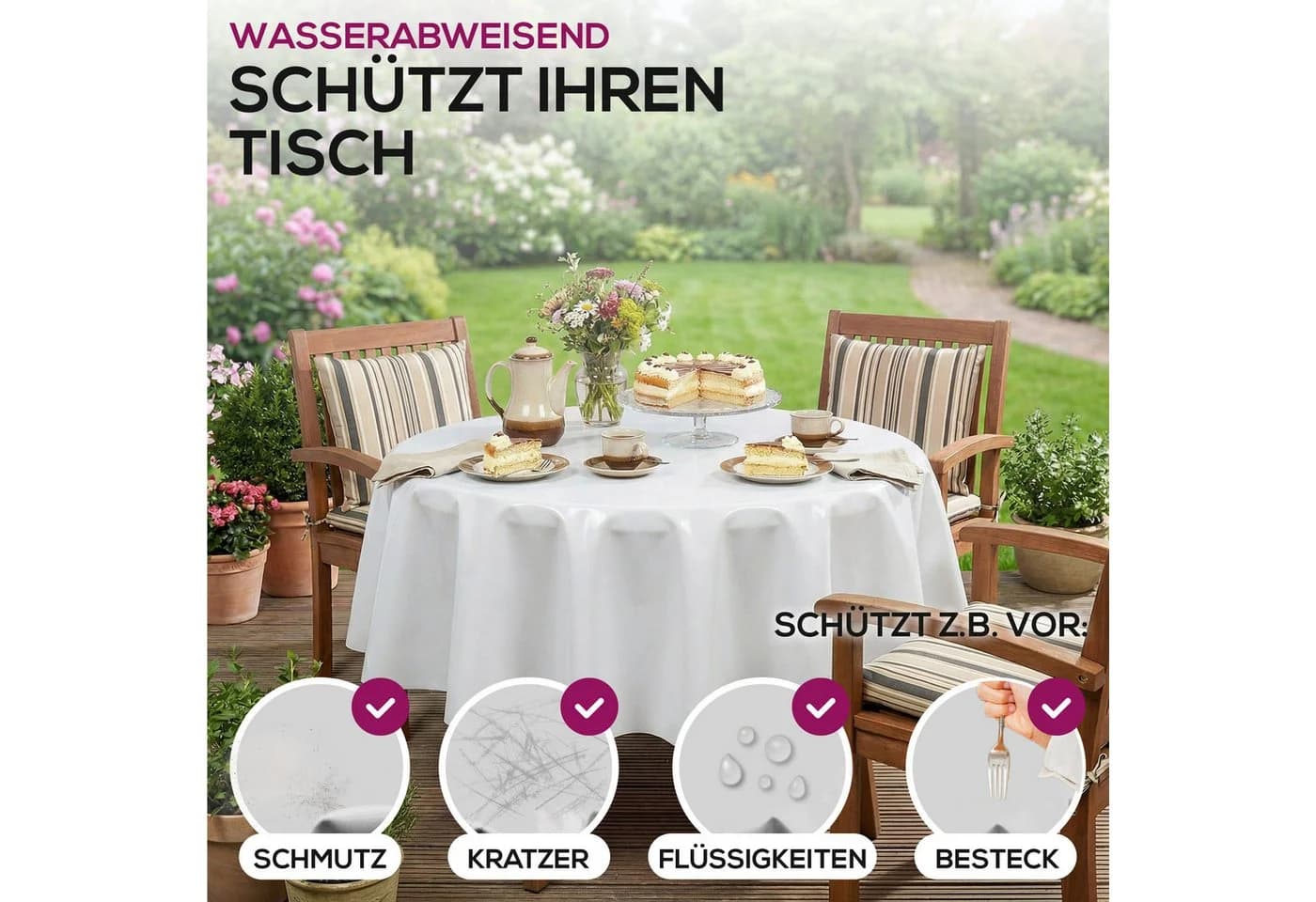 Beautex Tischdecke Uni Wachstuchtischdecke OVAL RUND ECKIG, Wachstuch abwischbar - Bild 3