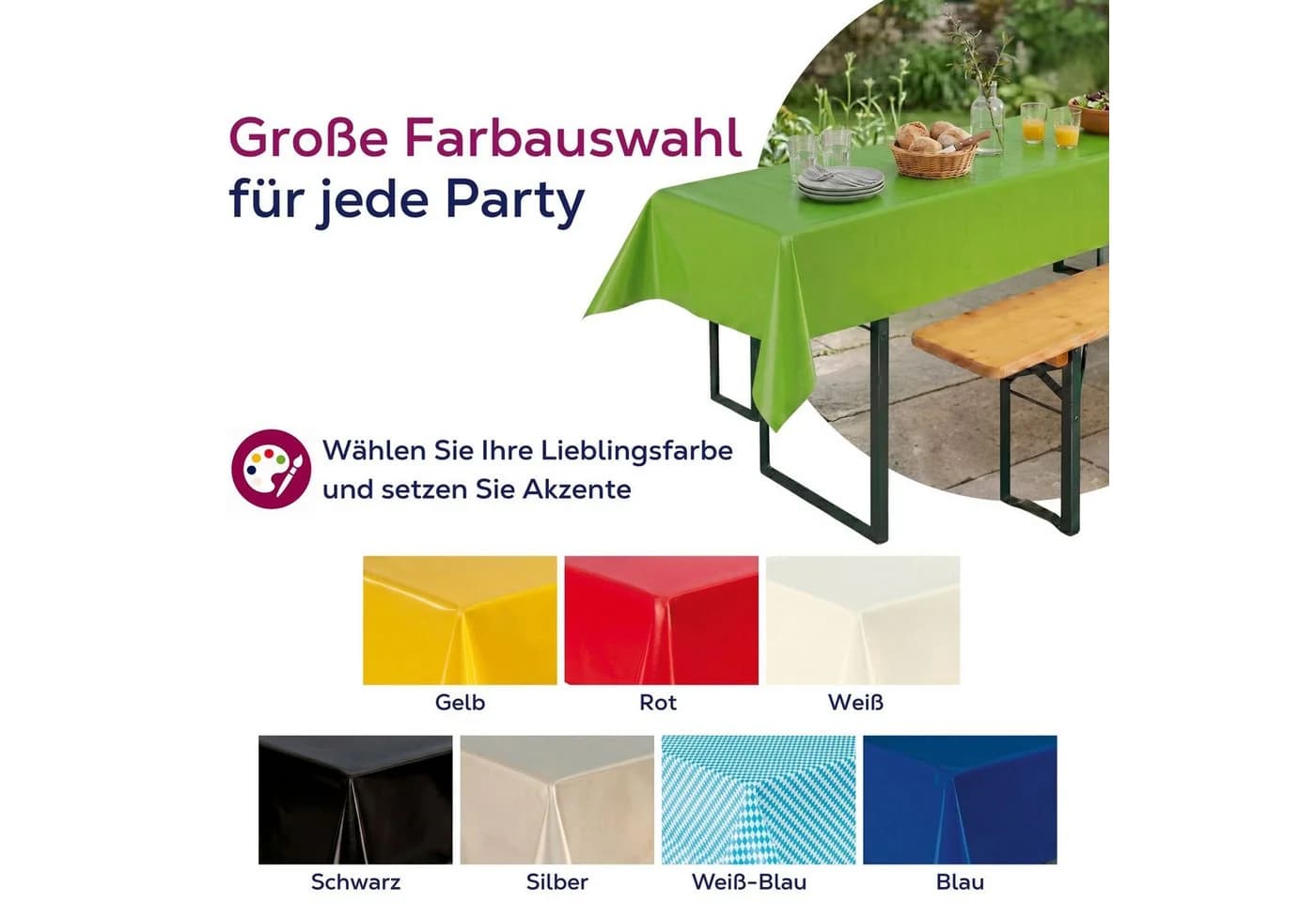 Beautex Partytischdecke Grün 100x250cm wasserabweisend