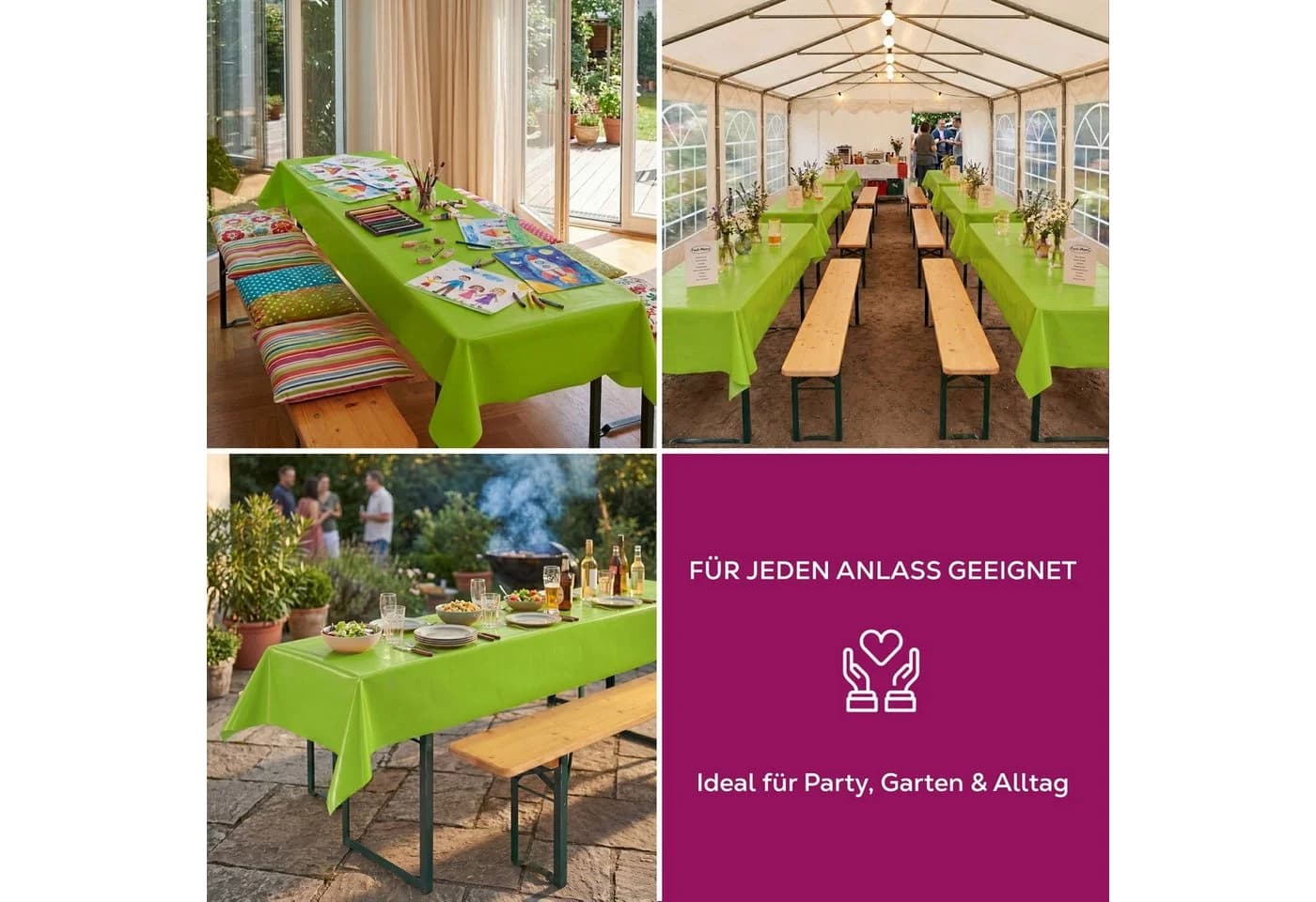 Beautex Partytischdecke Grün 100x250cm wasserabweisend - Bild 4