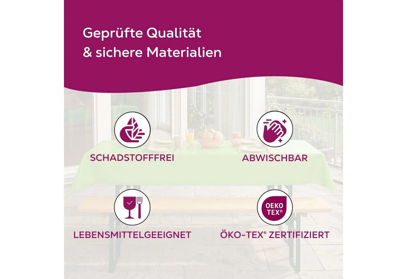 Beautex Partytischdecke Grün 100x250cm wasserabweisend - Bild 5