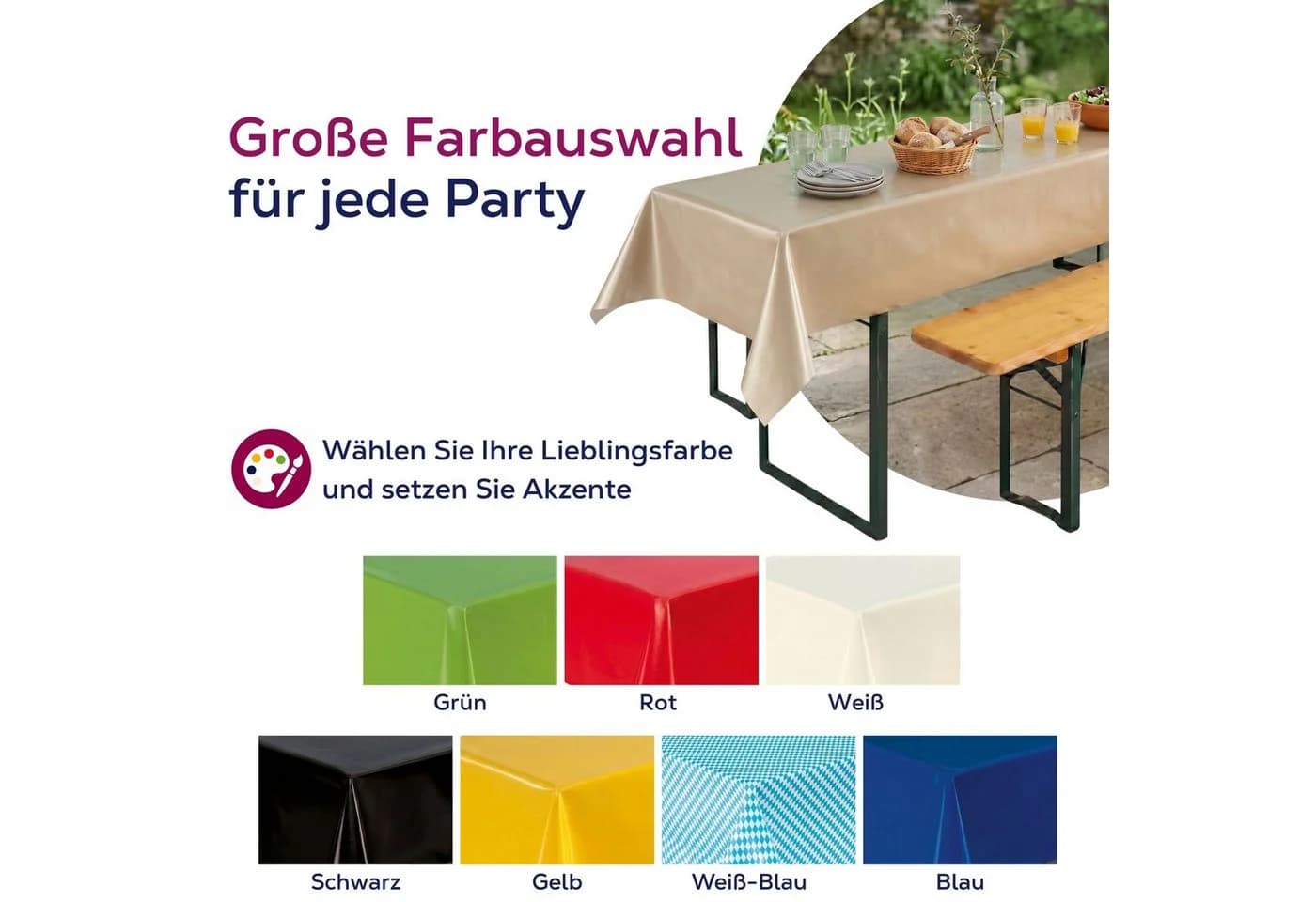 Beautex Partytischdecke Silber 100x250cm wasserabweisend