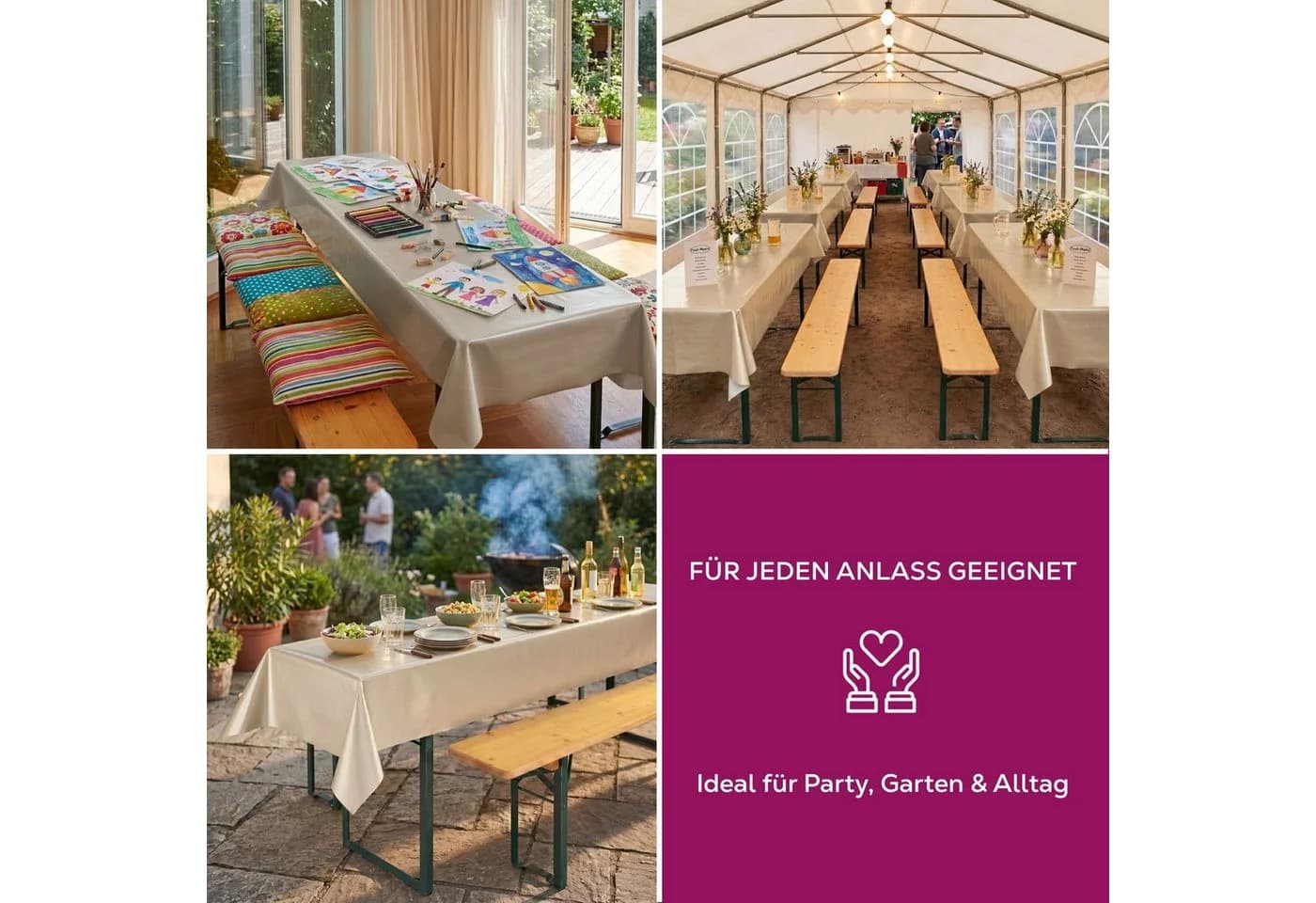 Beautex Partytischdecke Silber 100x250cm wasserabweisend - Bild 4
