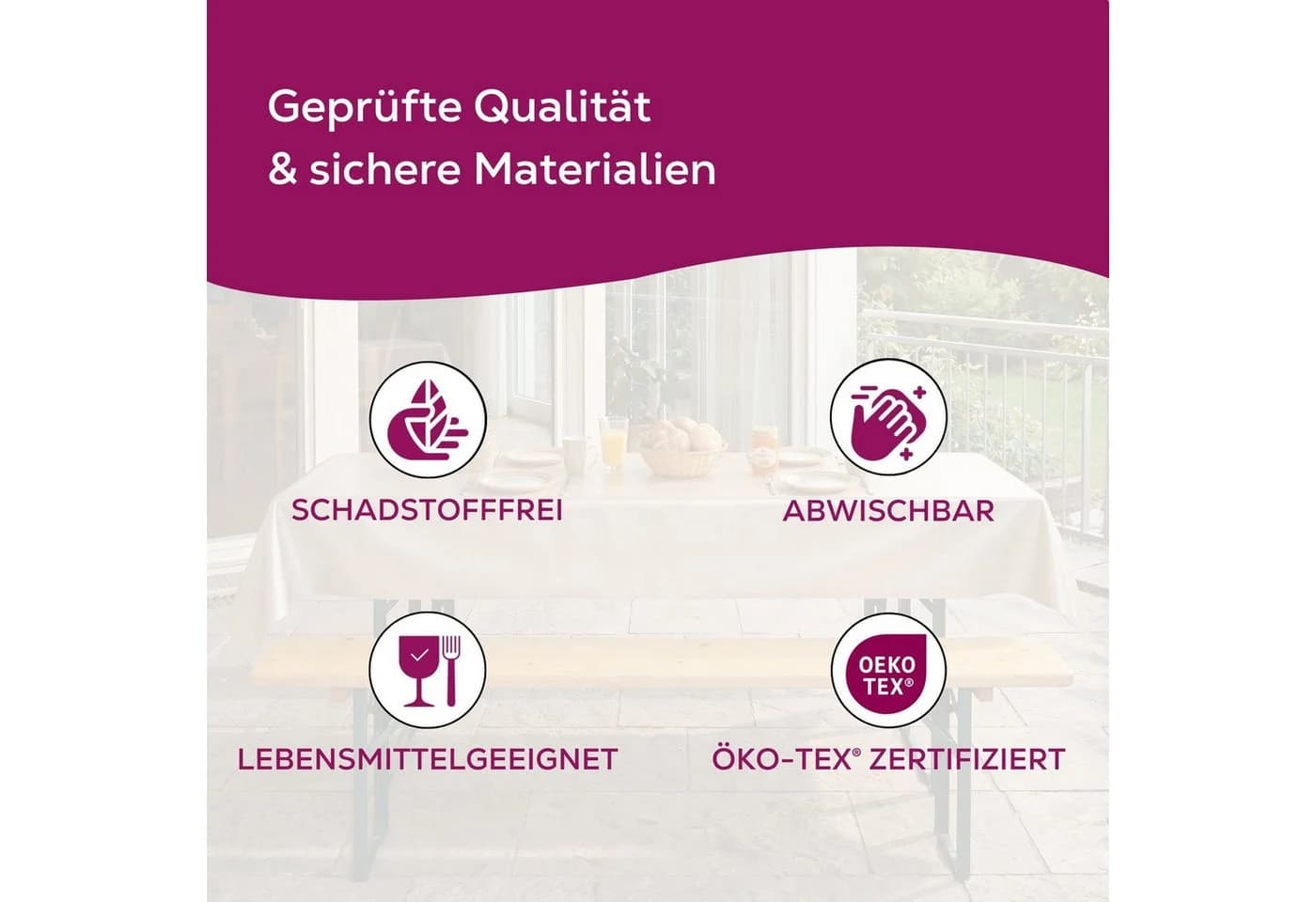 Beautex Partytischdecke Silber 100x250cm wasserabweisend - Bild 5