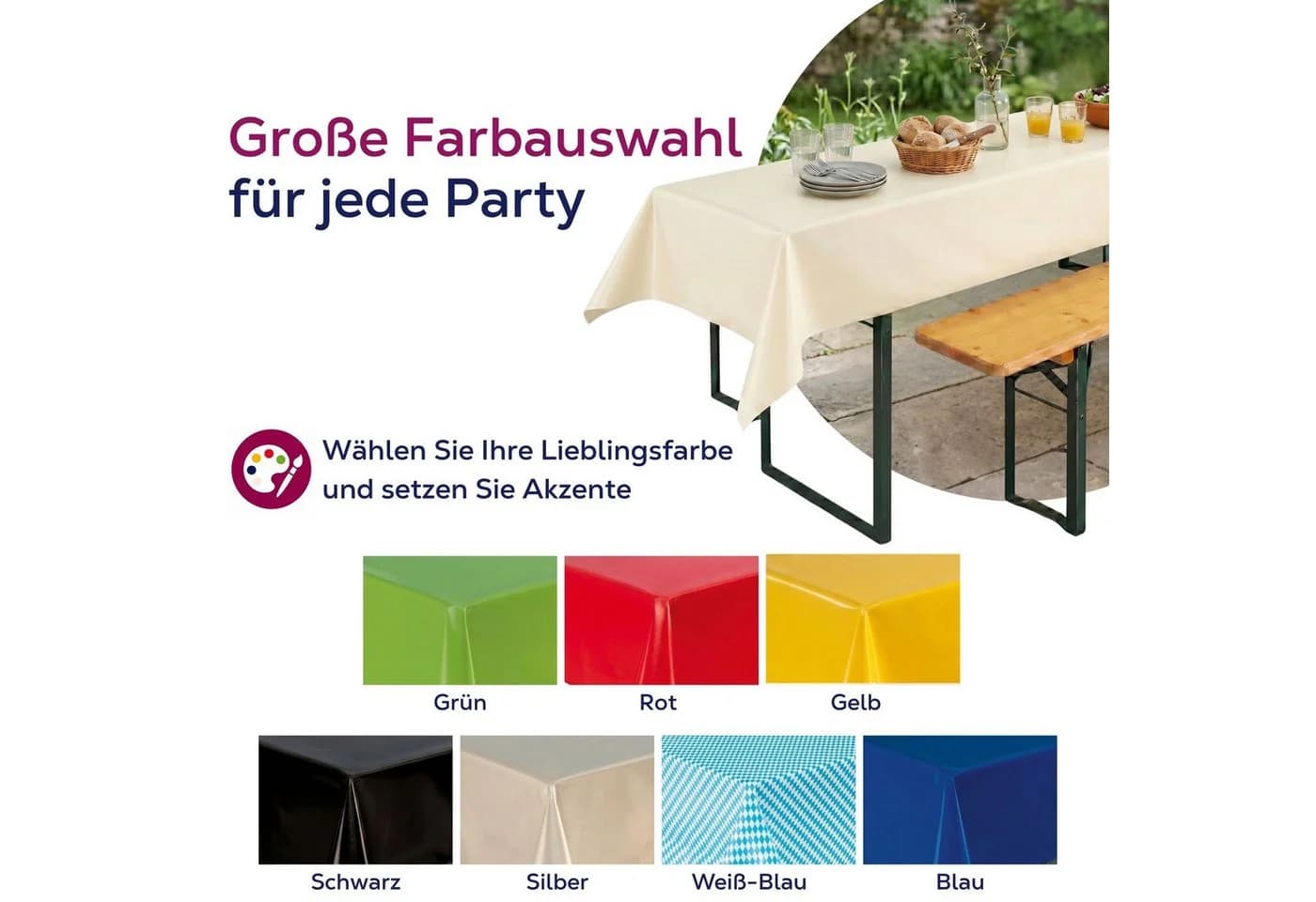 Beautex Partytischdecke Weiß 100x250cm wasserabweisend