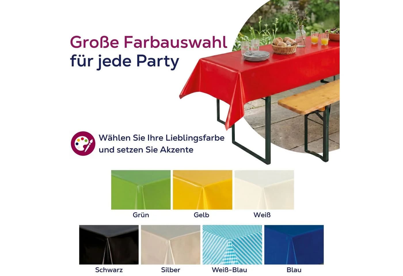 Beautex Partytischdecke Rot 100x250cm wasserabweisend