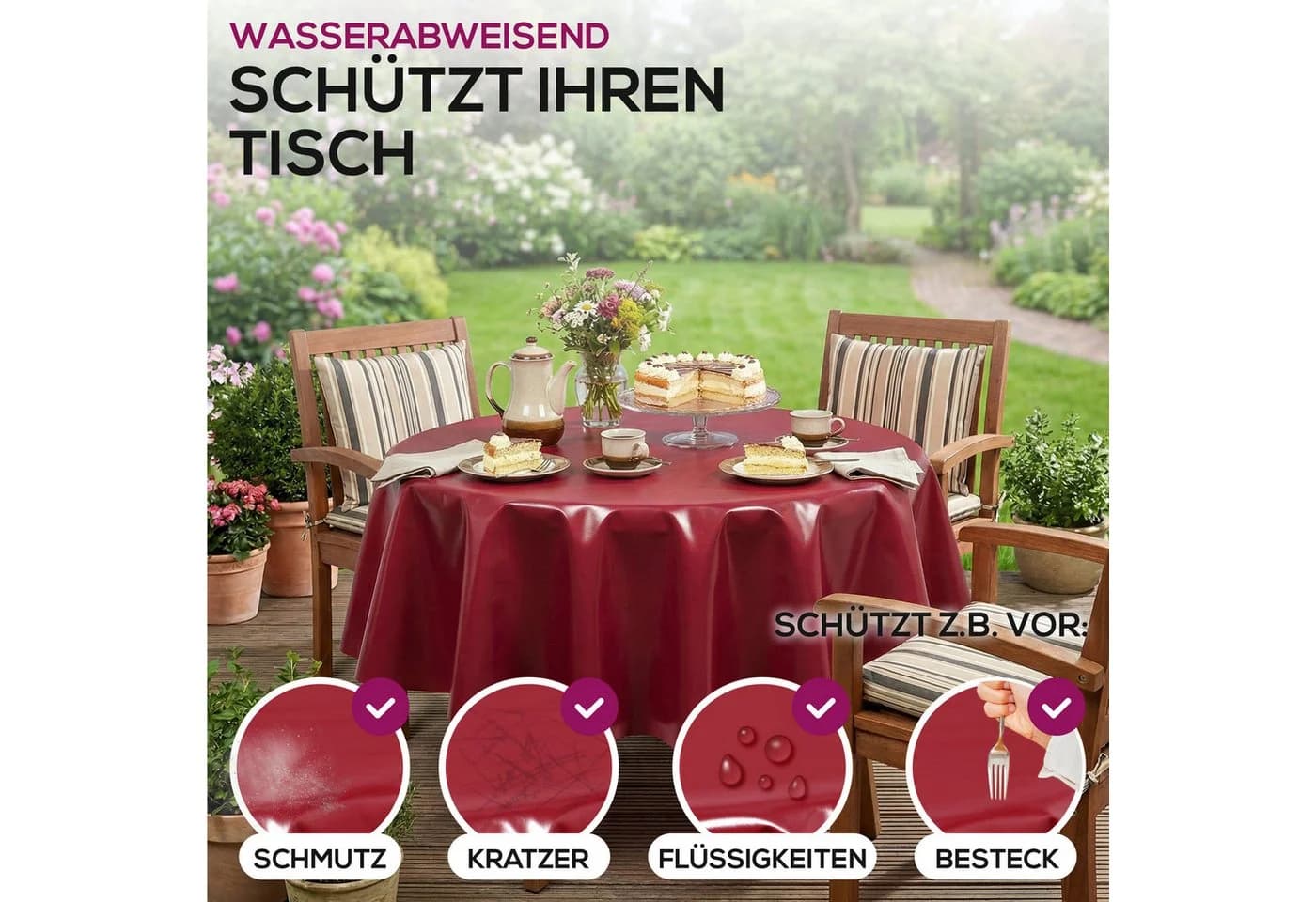 Beautex Tischdecke Uni Wachstuchtischdecke OVAL RUND ECKIG, Wachstuch abwischbar - Bild 3