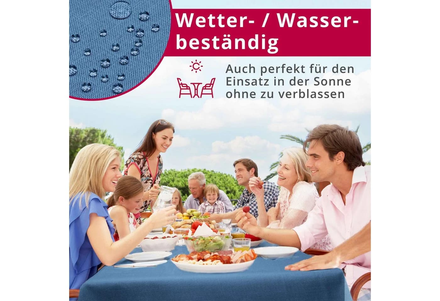 DecoHomeTextil Tischdecke Leinen Optik Dunkelblau Wasserabweisend - Bild 5