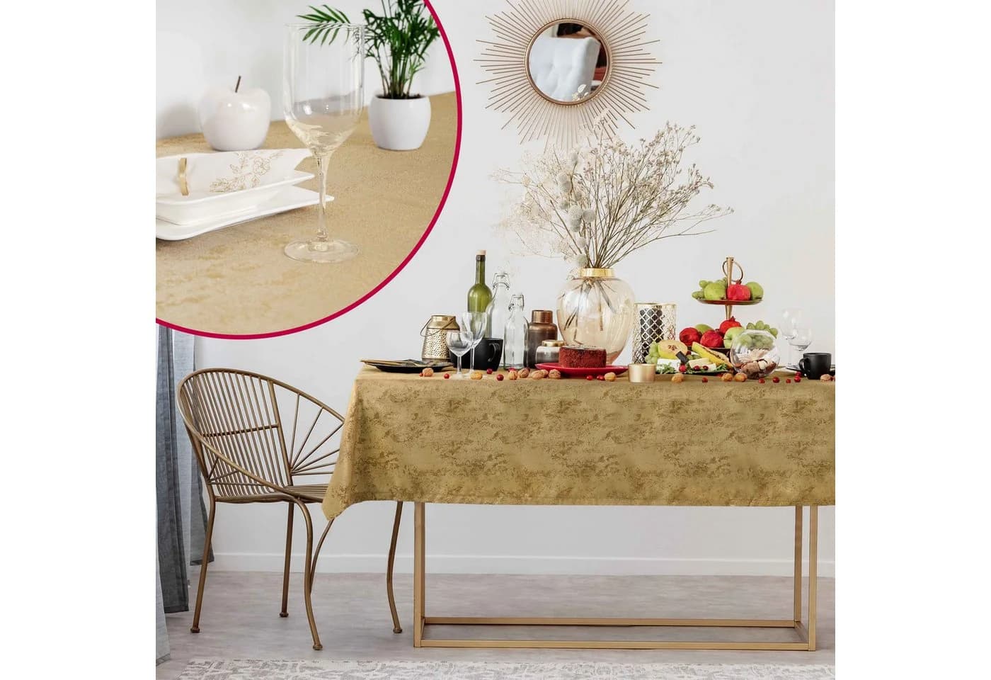 DecoHomeTextil Tischdecke Jacquard GRANIT Meliert Grau Lotus Effekt