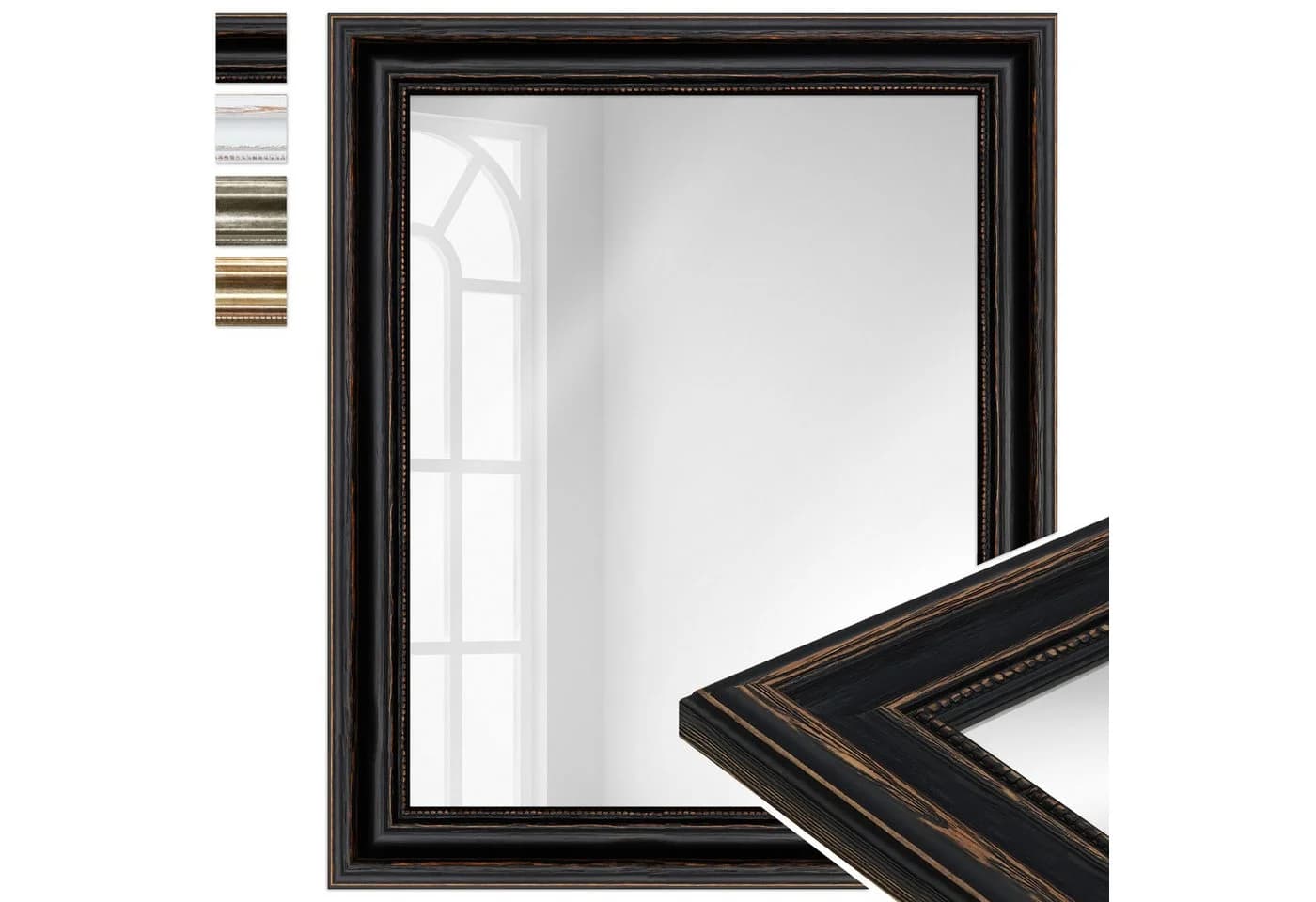 WANDStyle Wandspiegel H550 Schwarz Massivholz Antik Stil - Bild 2