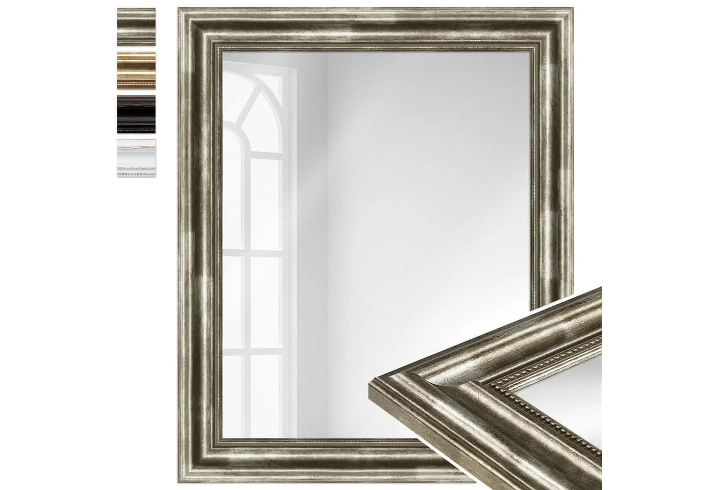 WANDStyle Wandspiegel H550 Silber Massivholz Antik Stil - Bild 2