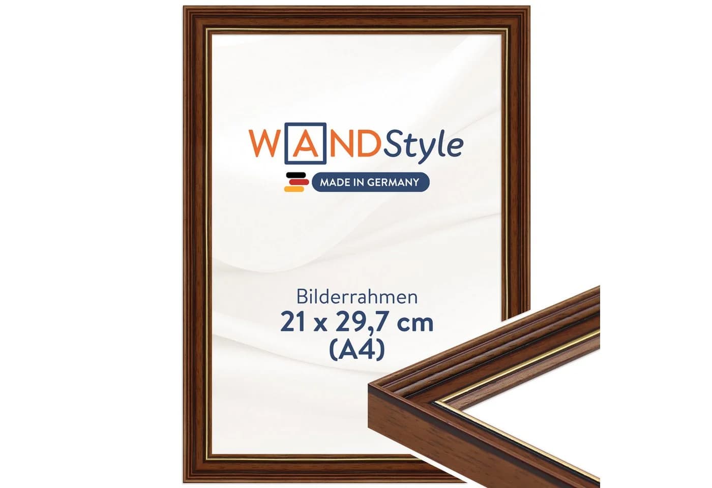 WANDStyle Bilderrahmen H182 Braun Massivholz Antik Stil A4 - Bild 2
