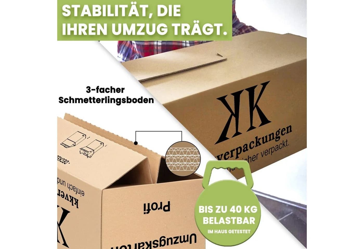 KK Verpackungen Umzugskarton 2-wellig Braun 63x29x32 cm 50er Set - Bild 3