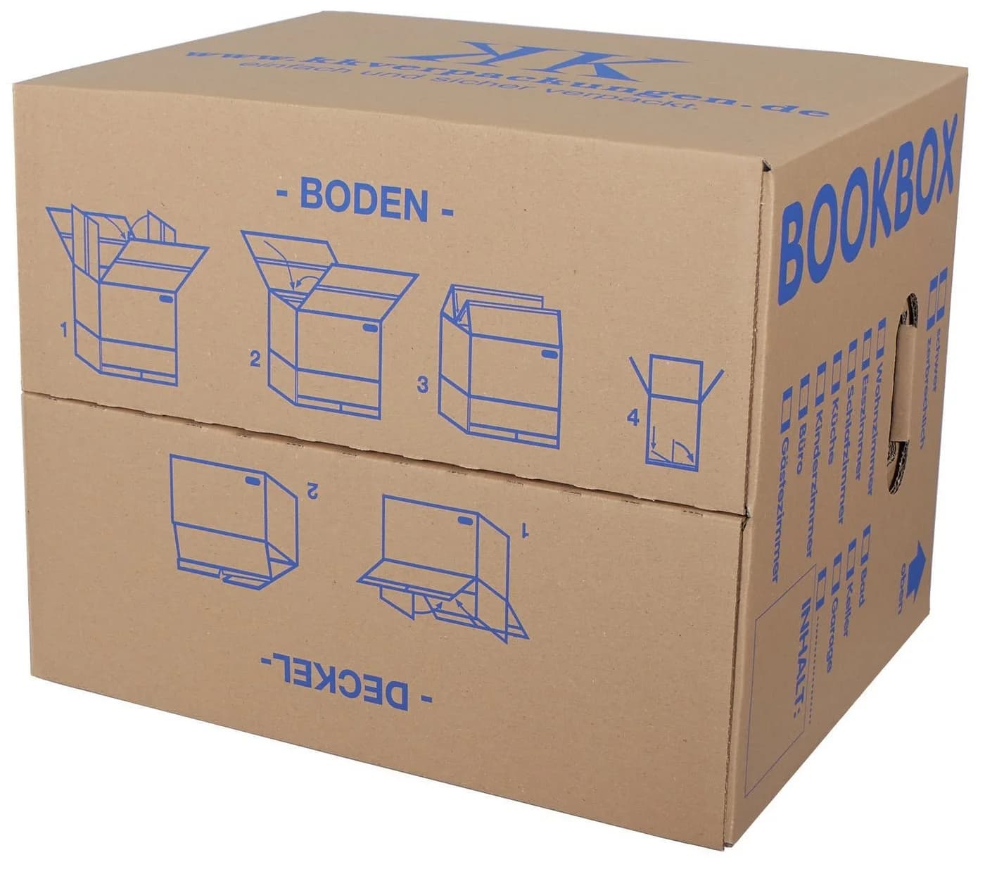 KK Verpackungen Aufbewahrungsbox 10er Set Profi Bücherkarton Umzugskiste Braun - Bild 3