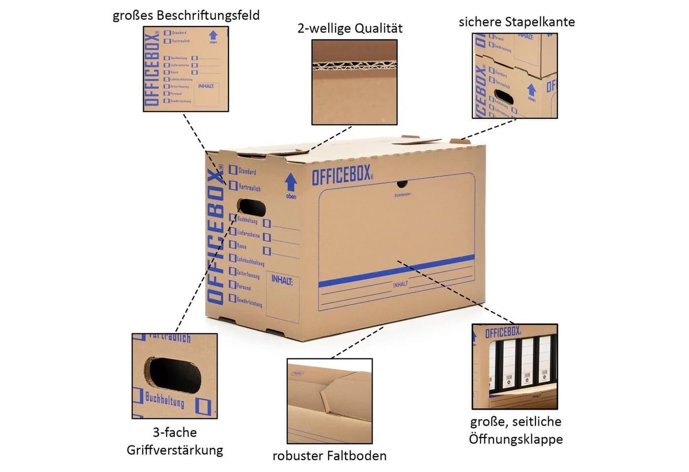 KK Verpackungen Officebox Aufbewahrungsbox 20er Set Braun - Bild 3