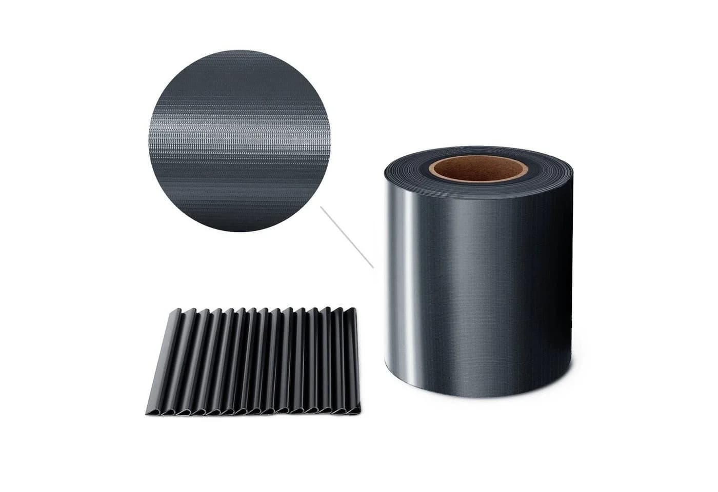 Midori Sichtschutzstreifen PVC Anthrazit 35m Rolle mit Clips - Bild 3