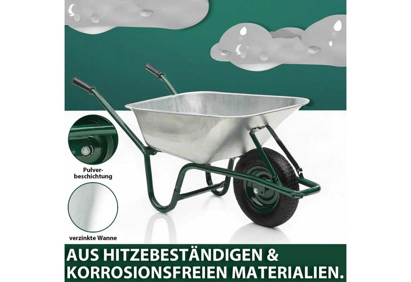 Midori Schubkarre Grün 100L Fassungsvermögen Traglast 210 kg - Bild 5