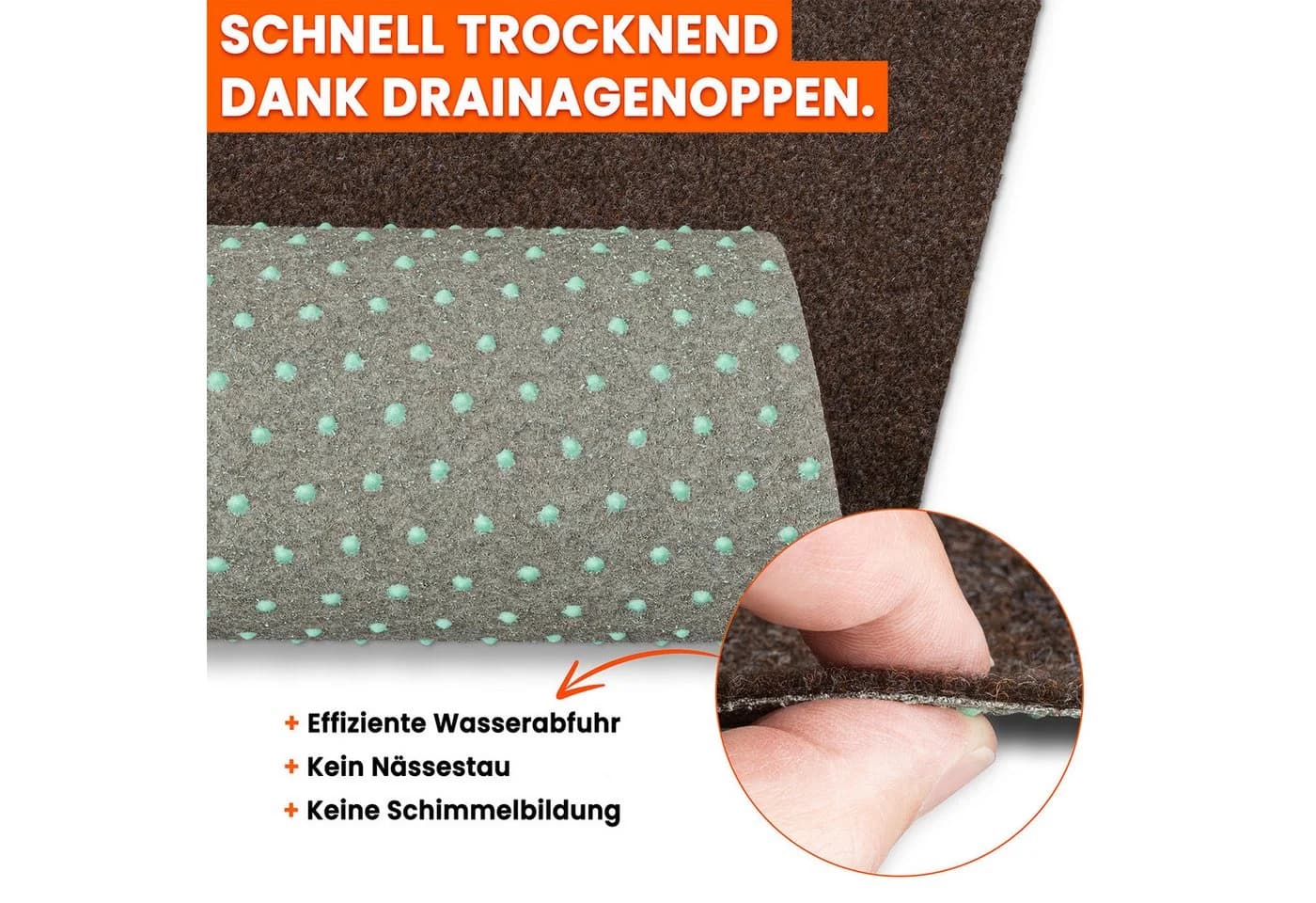 Midori Rasenteppich Kunstrasen Braun mit Drainage-Noppen - Bild 4