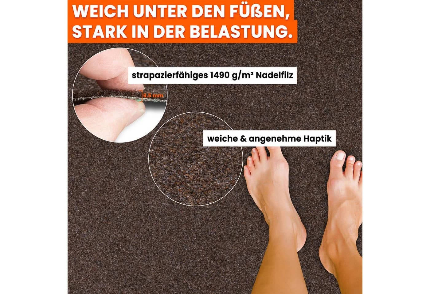Midori Rasenteppich Kunstrasen Braun mit Drainage-Noppen - Bild 5