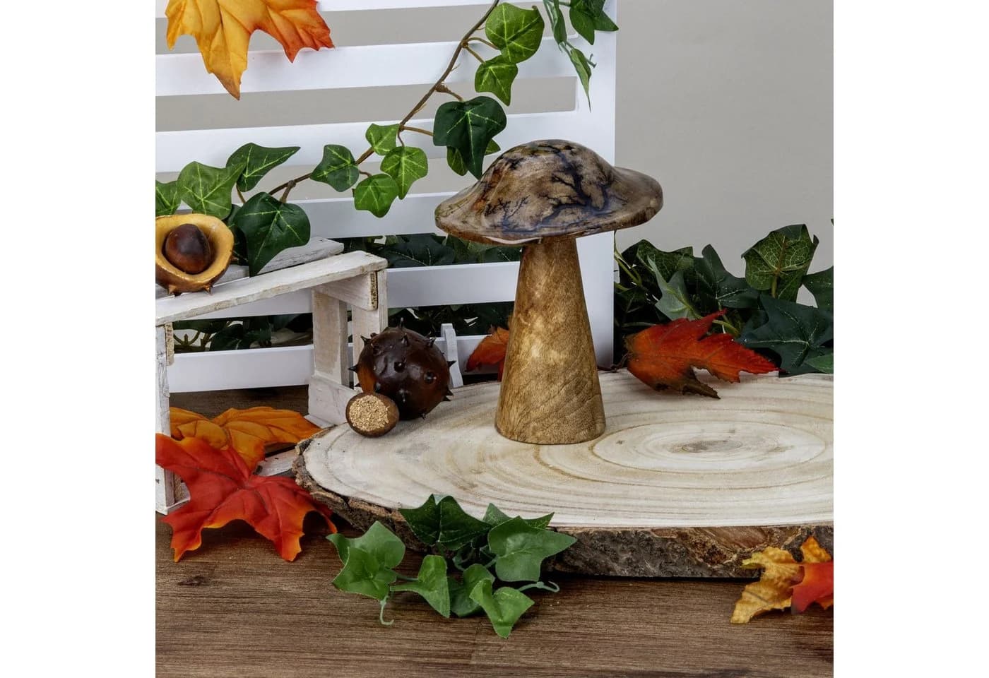 Mel-O-Design Holzpilz Deko Pilz aus Holz groß mit glasiertem Hut