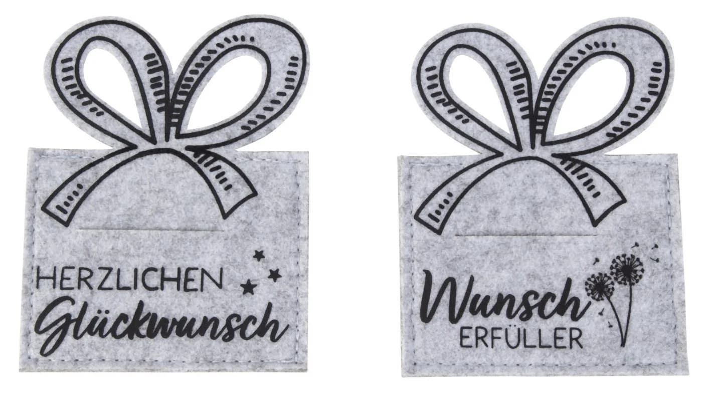 Mel-O-Design Geldgeschenk Tasche aus Deko Filz 2er Set Grau - Bild 2
