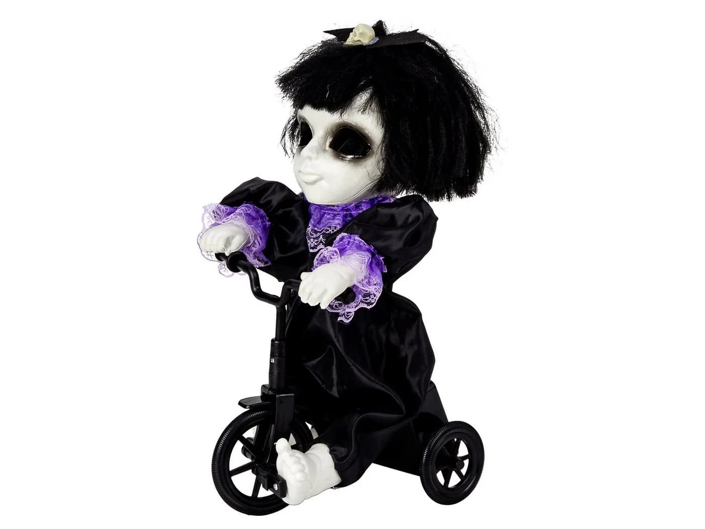 Mel-O-Design Halloween-Horrorpuppe auf Fahrrad mit Bewegung Schwarz