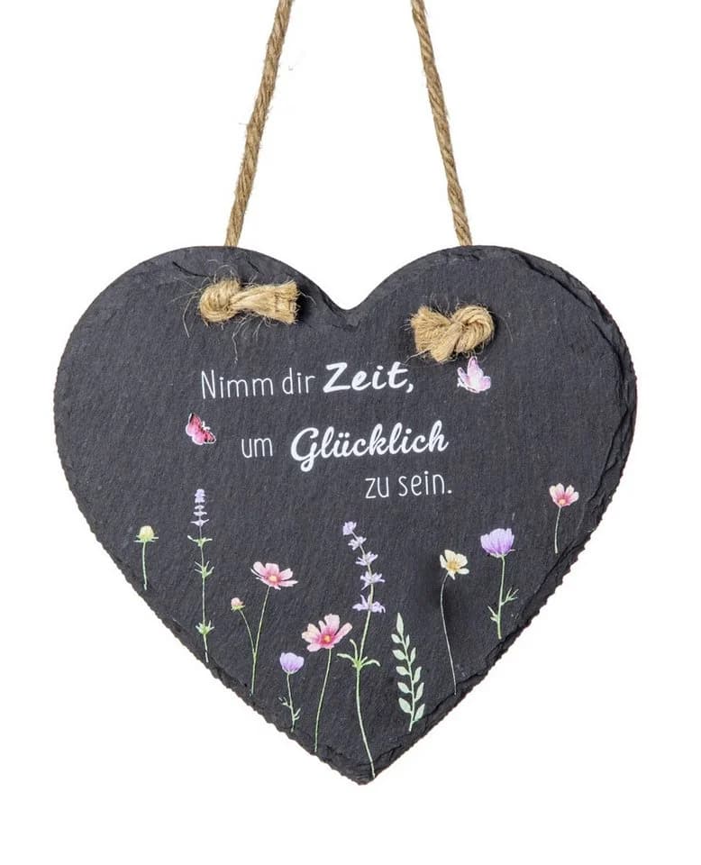Mel-O-Design Schiefer Herz Dekohänger mit Spruch Schwarz - Bild 2
