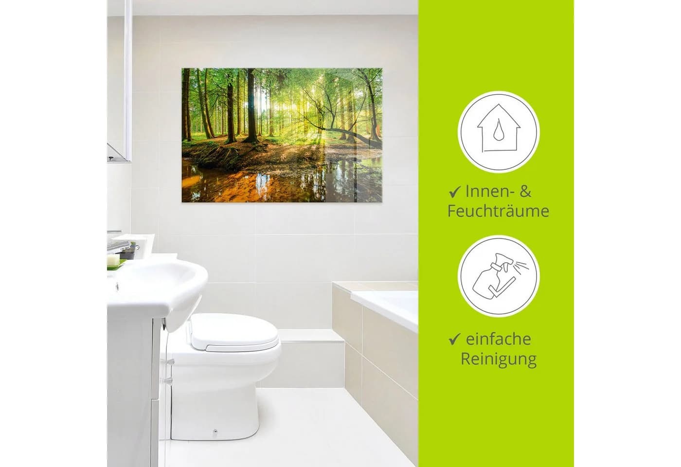Artland Glasbild Wald mit Bach Grün - Bild 4