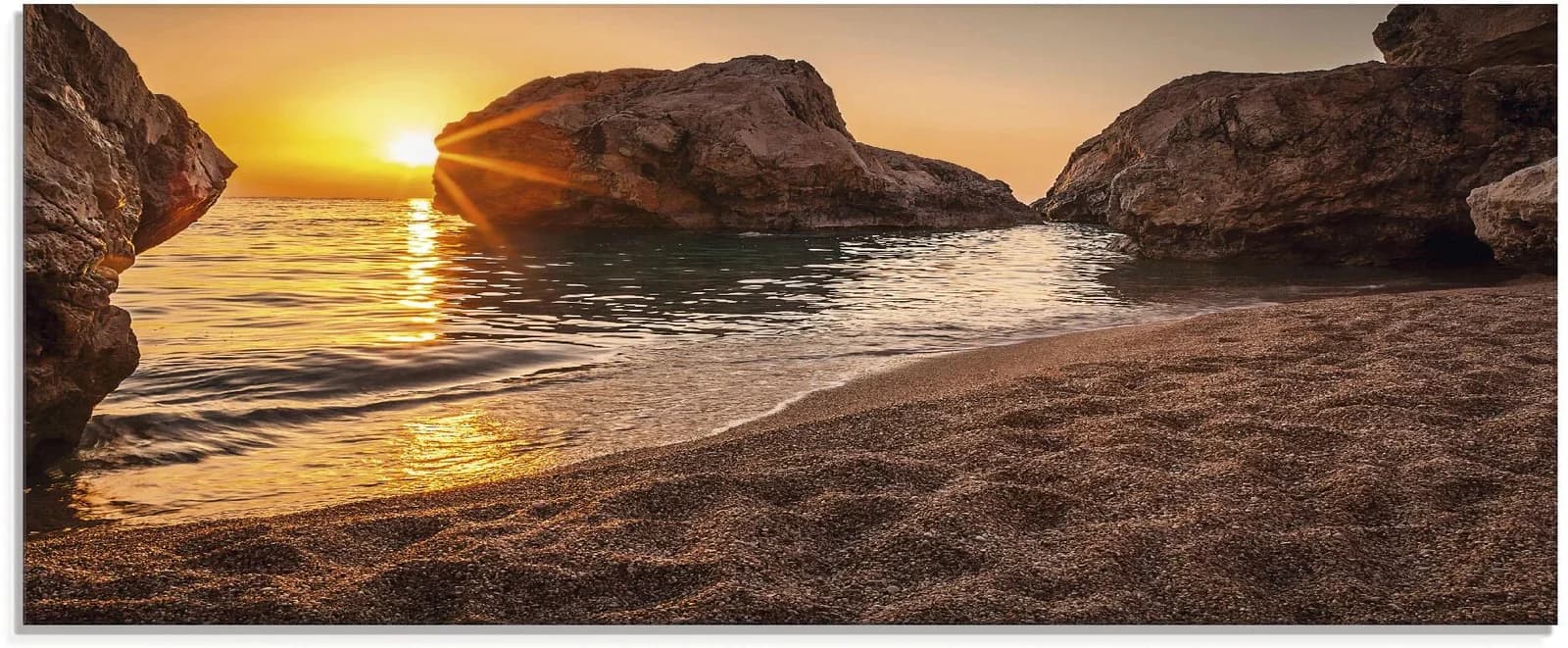 ARTLAND Glasbild Sonnenuntergang und Strand