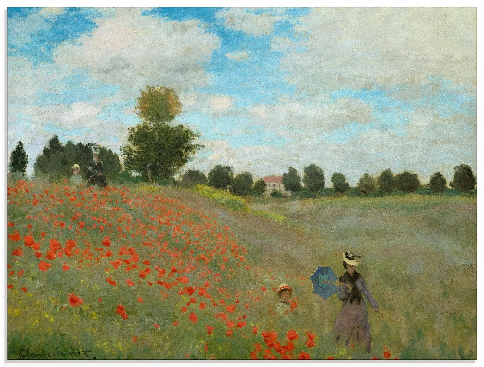 ARTLAND Glasbild Mohnfeld bei Argenteuil Grün