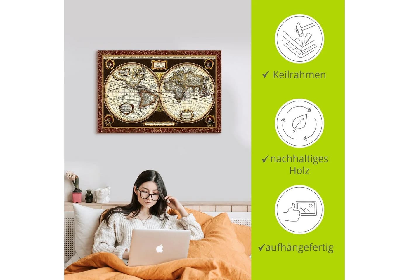 Artland Wandbild Weltkarte Landkarten Leinwandbild Poster - Bild 5