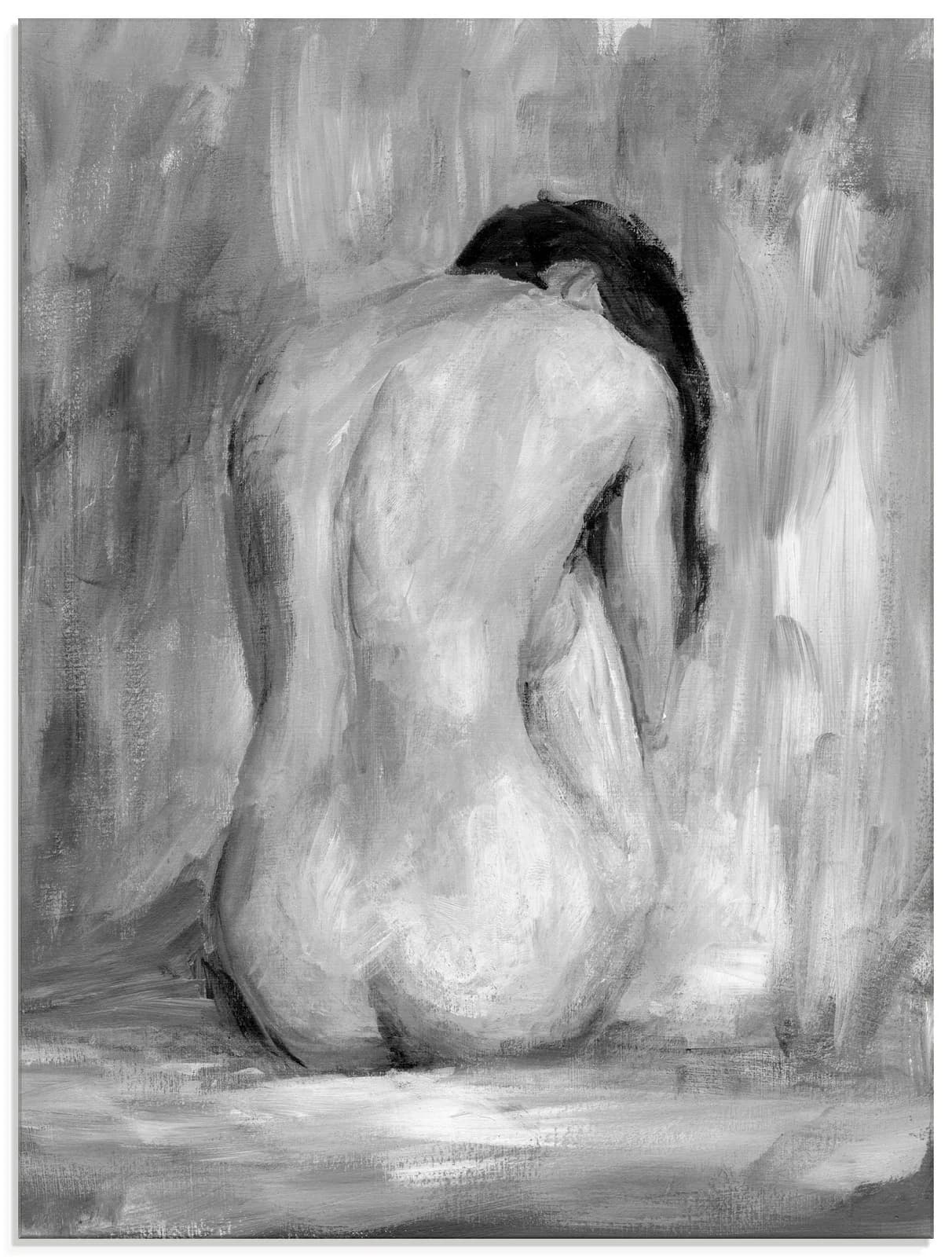 ARTLAND Glasbild "Figur in schwarz & weiß II" Grau