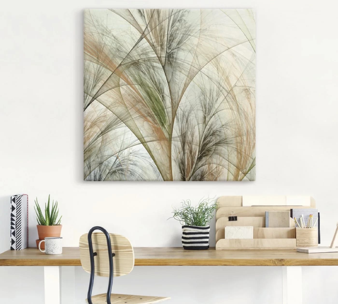 Artland Leinwandbild Fraktales Gras IV auf Holzrahmen