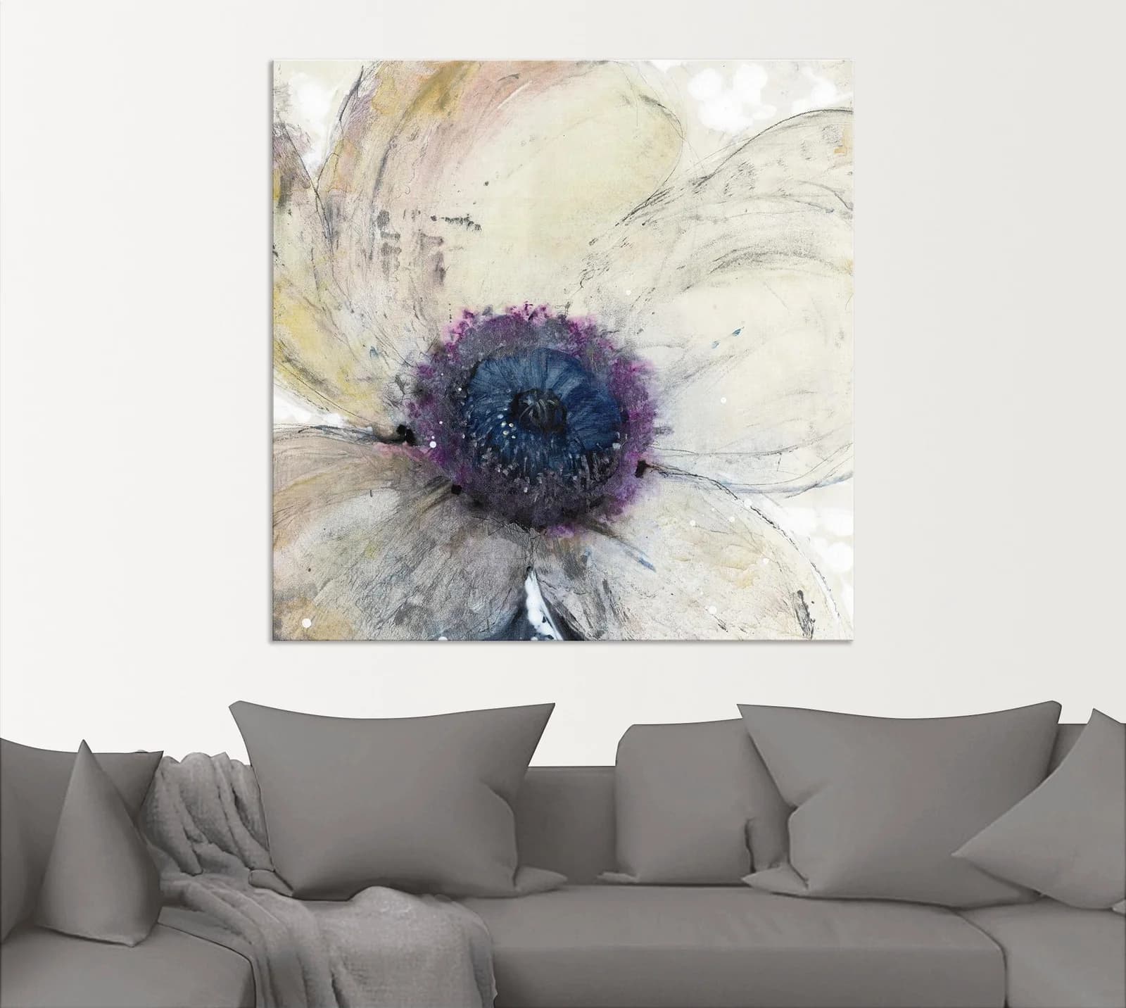 ARTLAND Wandbild Blumenfluss II Beige 70x70 cm Alu/Leinwand