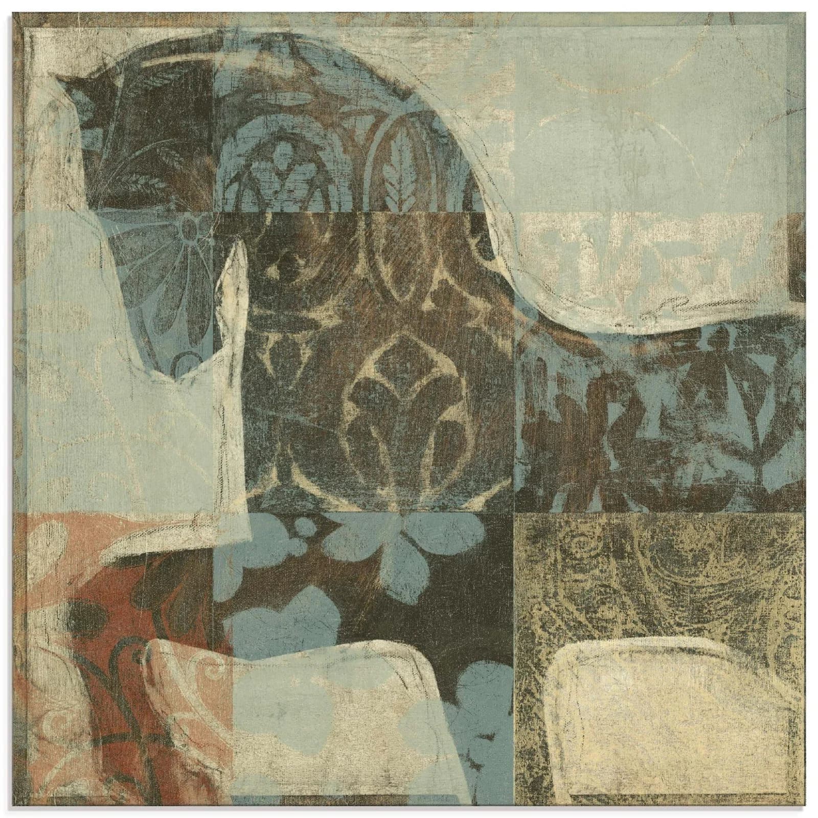 ARTLAND Glasbild Gemustertes Pferd I Beige 30x30 cm