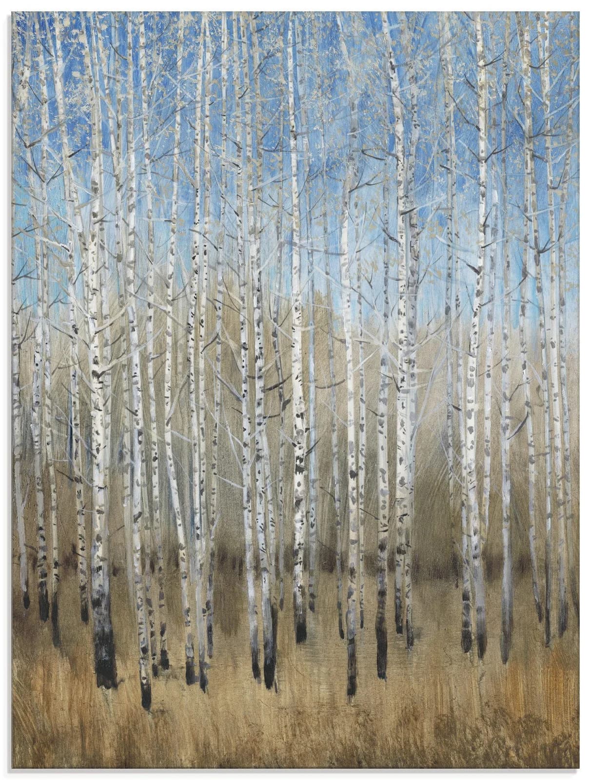 ARTLAND Glasbild "Staubige blaue Birken II" Naturfarben